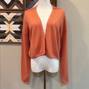 NakedCashmere Cropped Cashmere Cardigan Sweater Coral Small